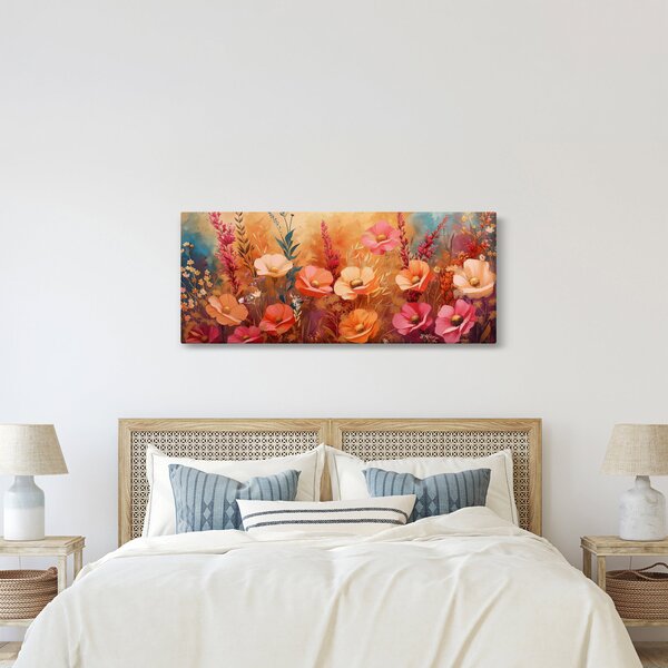 Kép - Virágos rét, festmény (120x50 cm)