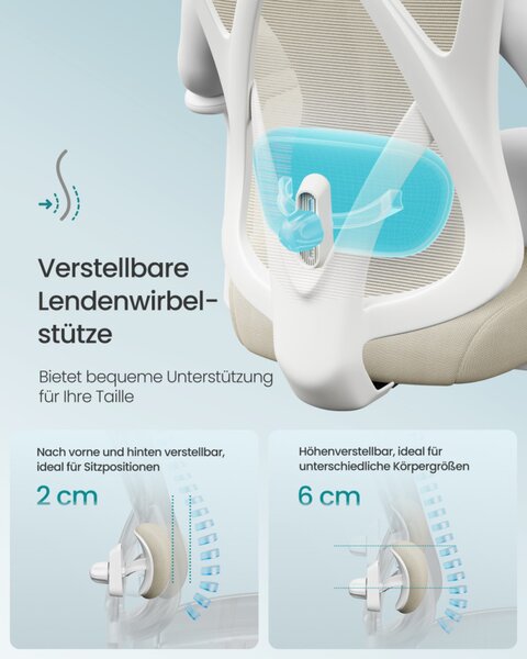 SONGMICS OBN063LH01 ergonomikus irodai szék hálós háttámlával cappuccino bézs