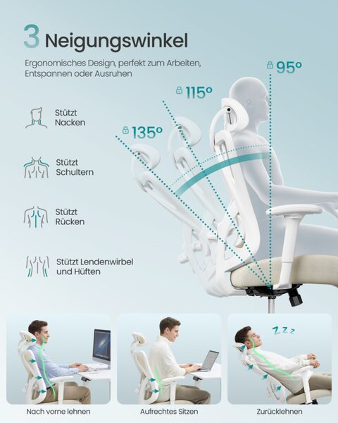 SONGMICS OBN063LH01 ergonomikus irodai szék hálós háttámlával cappuccino bézs
