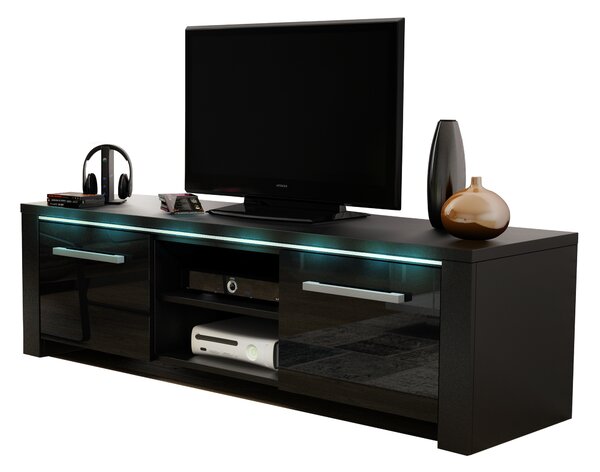 TV asztal/szekrény Marilee (matt fekete + fényes fekete). 1000623