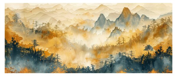Kép - Hegyek, akvarell (120x50 cm)