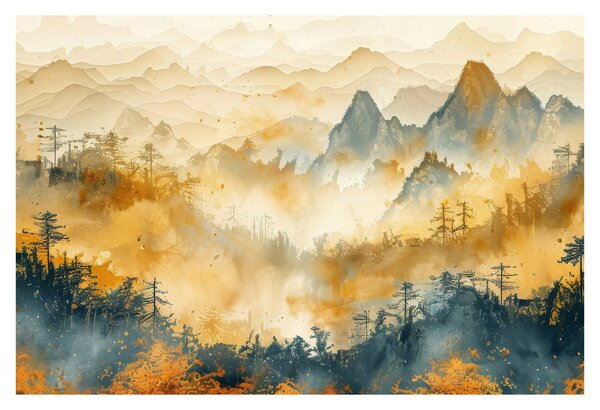 Kép - Hegyek, akvarell (90x60 cm)