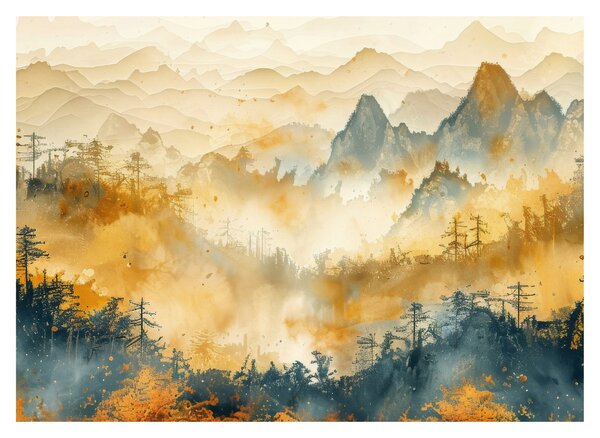 Kép - Hegyek, akvarell (70x50 cm)