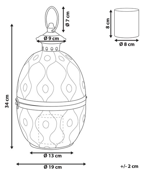 Lámpás AMORGOS Fém 34 cm Arany
