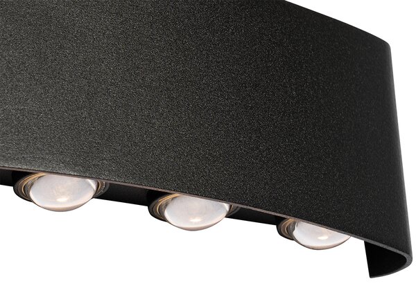 Kültéri fali lámpa fekete LED-del, 10-lámpás IP54 - Silly