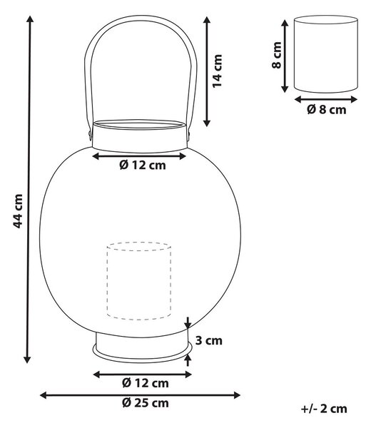 Lámpás LANTAU Fém 30 cm Arany