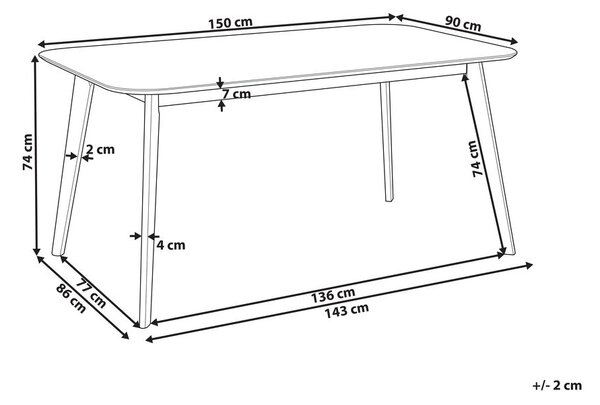 Étkezőasztal EPHRATA Sötét mahagóni 150 cm 90 cm