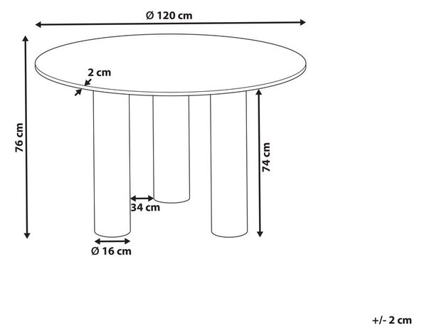 Étkezőasztal ORIN Világos kőris 120 cm 120 cm