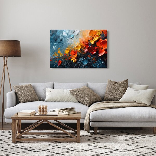 Kép - Virágok absztrakt festménye III. (90x60 cm)