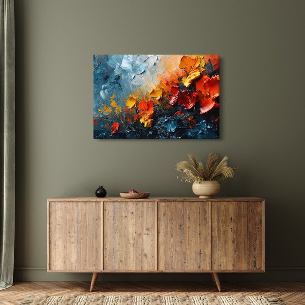 Kép - Virágok absztrakt festménye III. (90x60 cm)