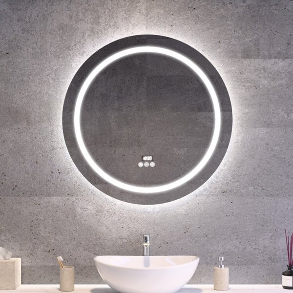 Kerek LED tükör Ø70cm Welland Beta | RGB funkció - Páramentesítő - Óra - Fényerő + színhőfok állítás
