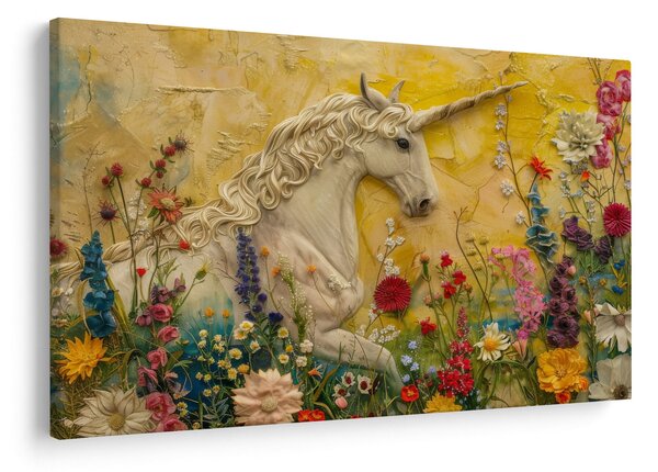 Kép - Egyszarvú virágokkal (90x60 cm)