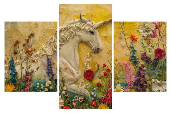 Kép - Egyszarvú virágokkal (90x60 cm)