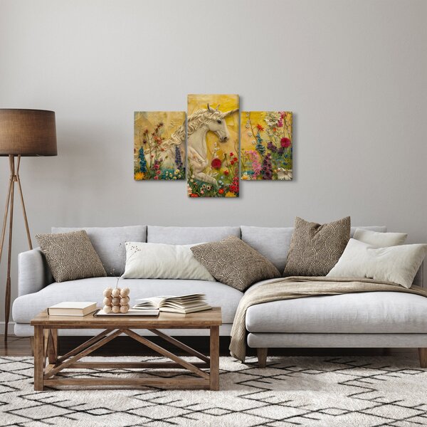Kép - Egyszarvú virágokkal (90x60 cm)