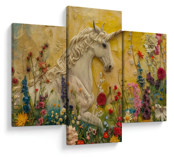 Kép - Egyszarvú virágokkal (90x60 cm)
