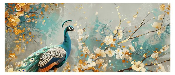 Kép - Páva arany díszítéssel (120x50 cm)
