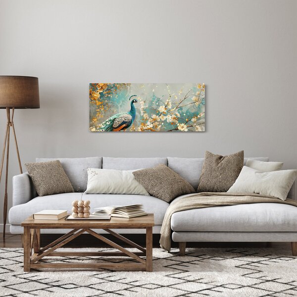 Kép - Páva arany díszítéssel (120x50 cm)