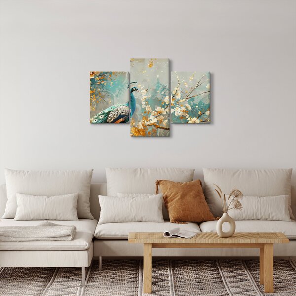 Kép - Páva arany díszítéssel (90x60 cm)