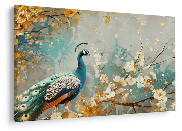 Kép - Páva arany díszítéssel (90x60 cm)