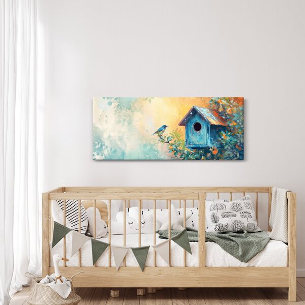 Kép - Madárház, akvarell (120x50 cm)