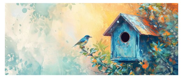 Kép - Madárház, akvarell (120x50 cm)