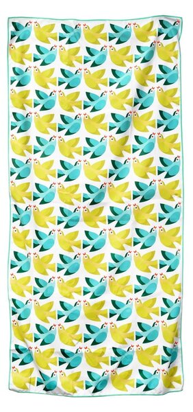 Love Birds sárga-kék mikroszálas fürdőlepedő, 70 x 150 cm - Rex London