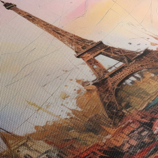 Kép - Az Eiffel-torony festménye (órával) (90x30 cm)