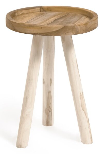 Teakfa kerek tárolóasztal ø 35 cm Glenda – Kave Home