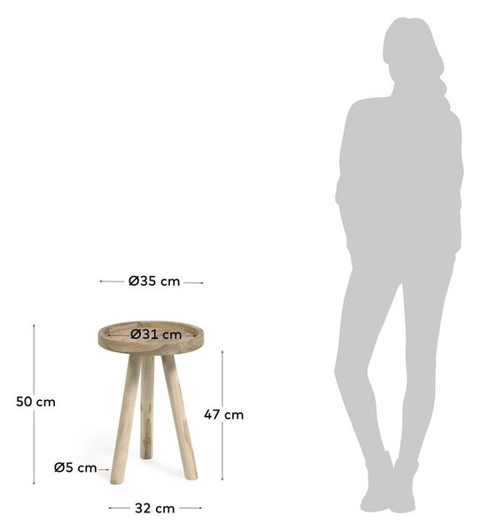 Teakfa kerek tárolóasztal ø 35 cm Glenda – Kave Home