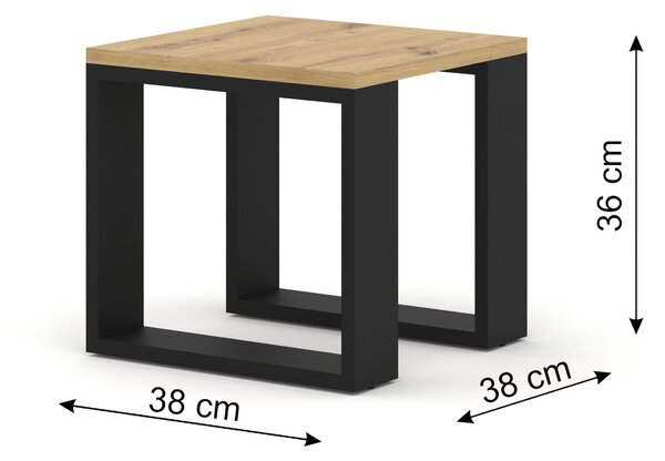 Dohányzóasztal szett Nulakka (artisan tölgy + fekete)
