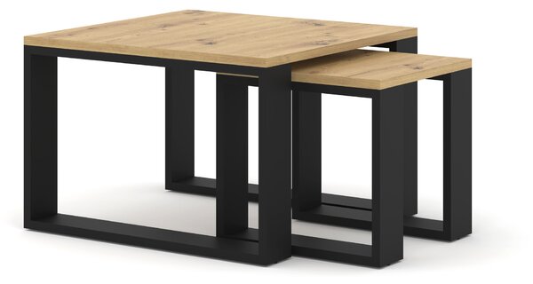 Dohányzóasztal szett Nulakka (artisan tölgy + fekete)