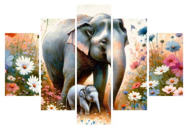 Kép - Elefánt mama, akvarell (150x105 cm)