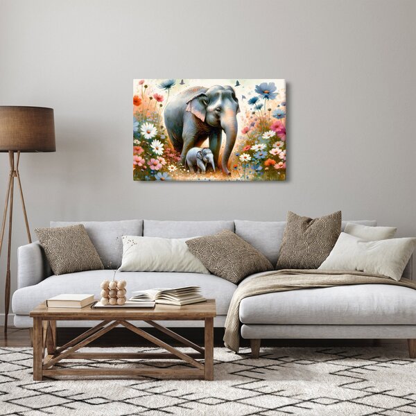 Kép - Elefánt mama, akvarell (90x60 cm)