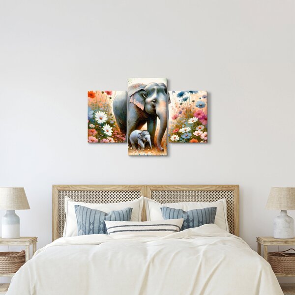 Kép - Elefánt mama, akvarell (90x60 cm)