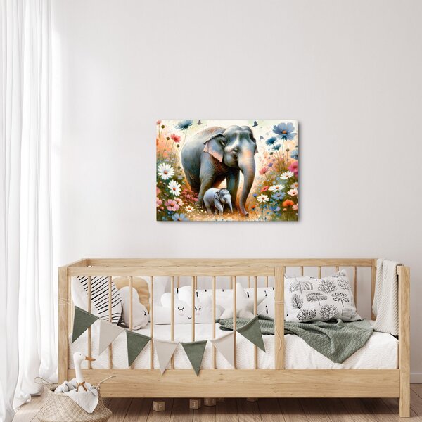 Kép - Elefánt mama, akvarell (70x50 cm)