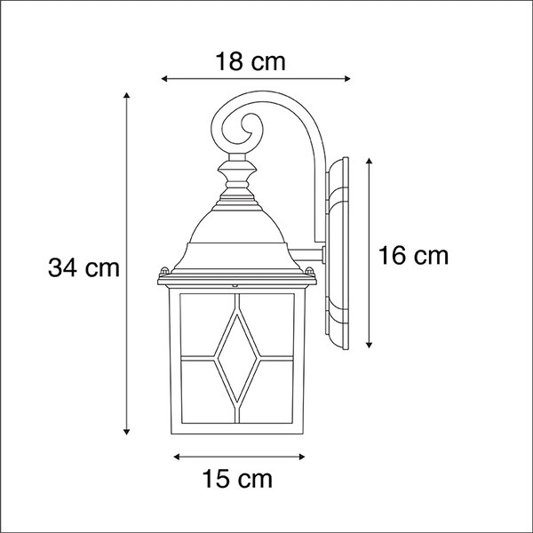 2 db-os romantikus kültéri fali lámpa szett bronz - London