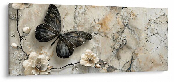 Kép - Márvány háttér pillangókkal (120x50 cm)