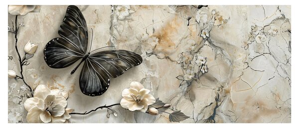 Kép - Márvány háttér pillangókkal (120x50 cm)