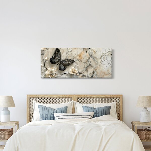 Kép - Márvány háttér pillangókkal (120x50 cm)
