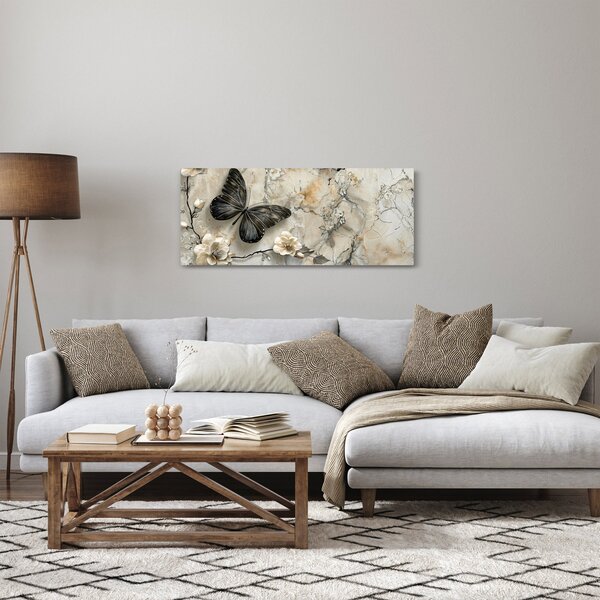 Kép - Márvány háttér pillangókkal (120x50 cm)