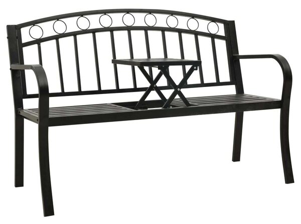 VidaXL fekete acél kerti pad asztallal 125 cm