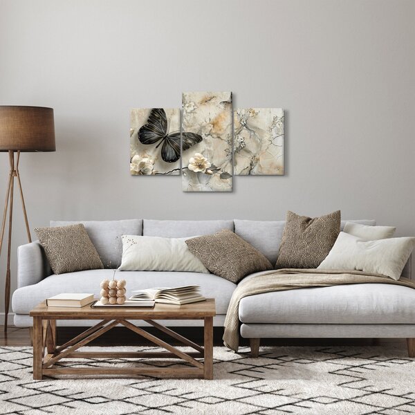 Kép - Márvány háttér pillangókkal (90x60 cm)