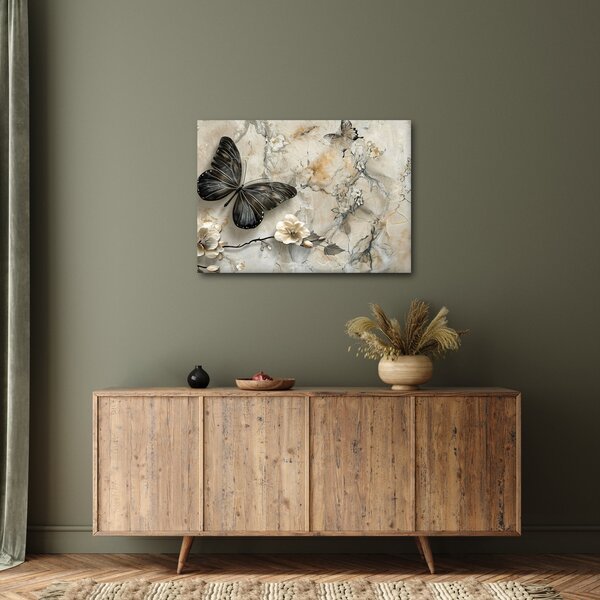 Kép - Márvány háttér pillangókkal (70x50 cm)