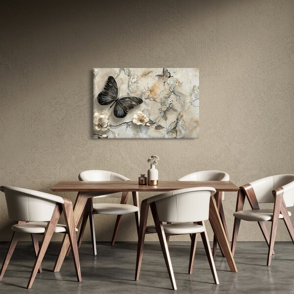 Kép - Márvány háttér pillangókkal (90x60 cm)