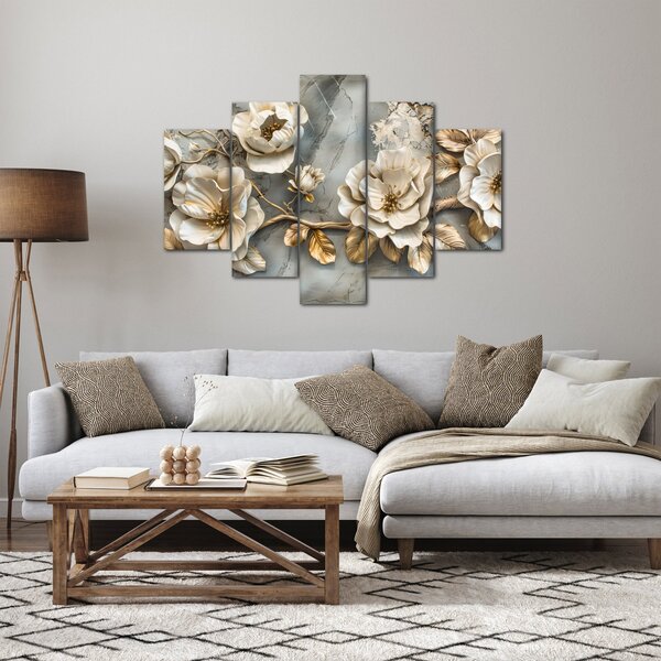 Kép - Márvány háttér virágokkal (150x105 cm)