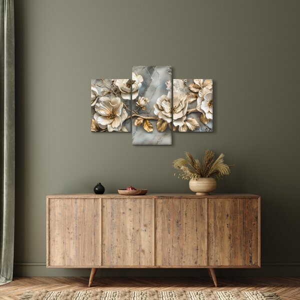Kép - Márvány háttér virágokkal (90x60 cm)