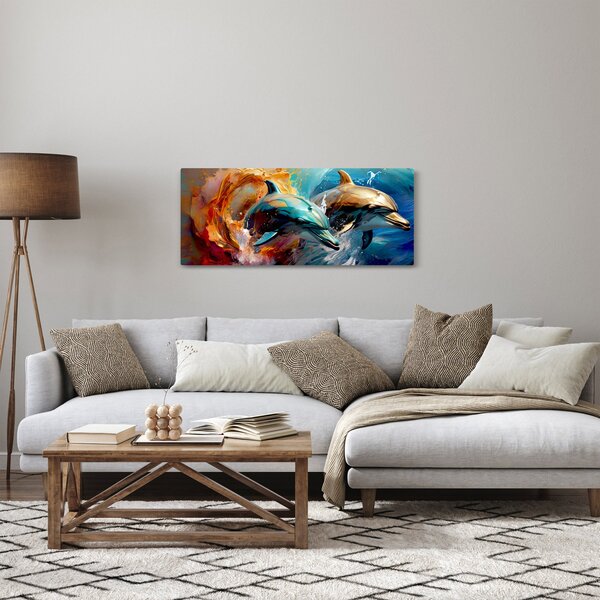 Kép - Delfin festmény (120x50 cm)