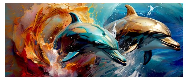 Kép - Delfin festmény (120x50 cm)
