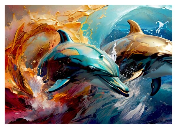Kép - Delfin festmény (70x50 cm)