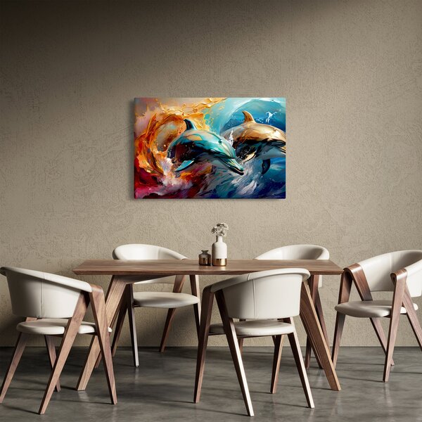 Kép - Delfin festmény (90x60 cm)